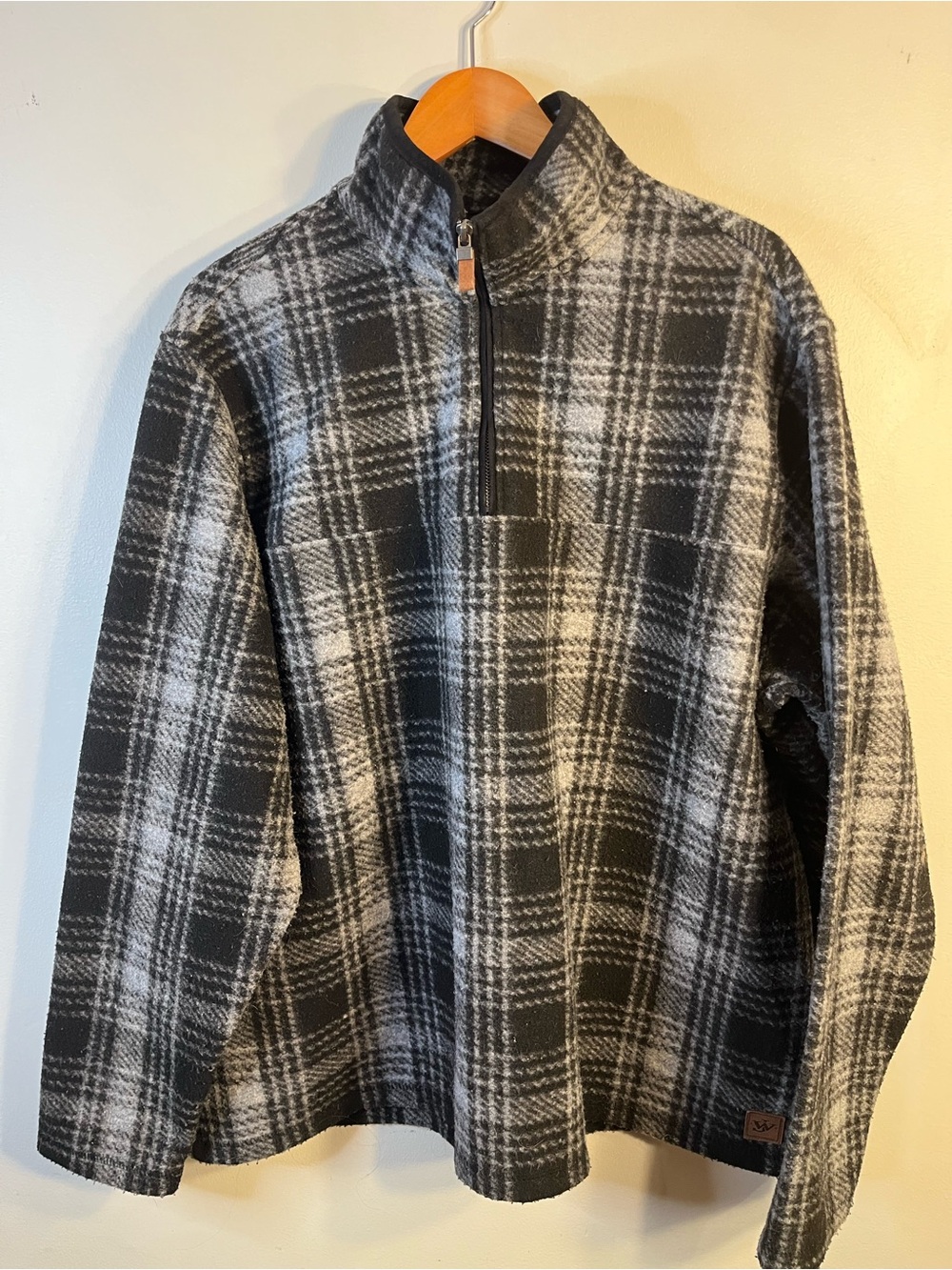 John Wayne Stock & Supply Gray Plaid Quarter-Zip Pullover Mens XXL